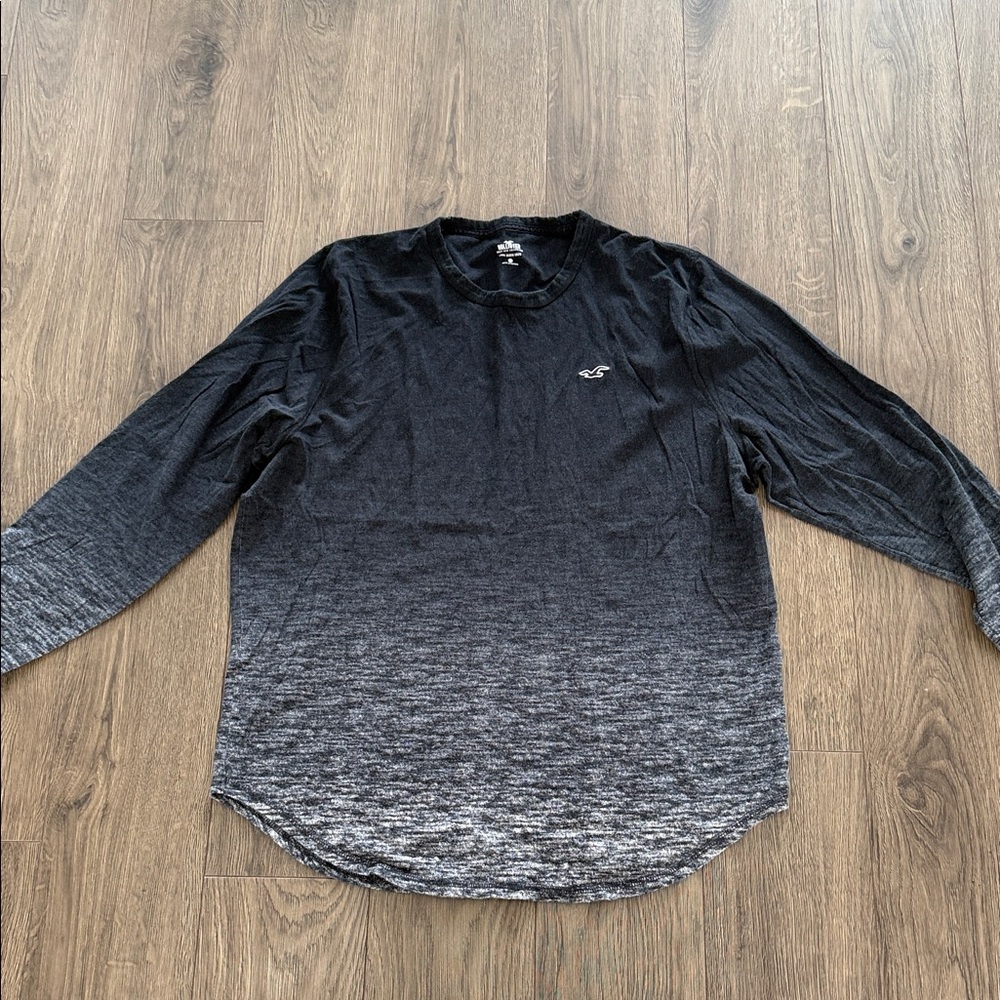 Hollister Men's Ombre Long Sleeve Shirt - Black and Gray XXL